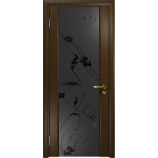 Дверь DioDoor Винтаж-3 венге черный триплекс Вьюнок матовый