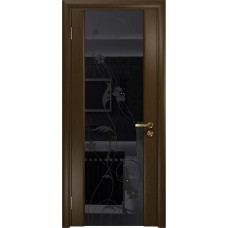 Дверь DioDoor Винтаж-3 венге черный триплекс Вьюнок глянцевый