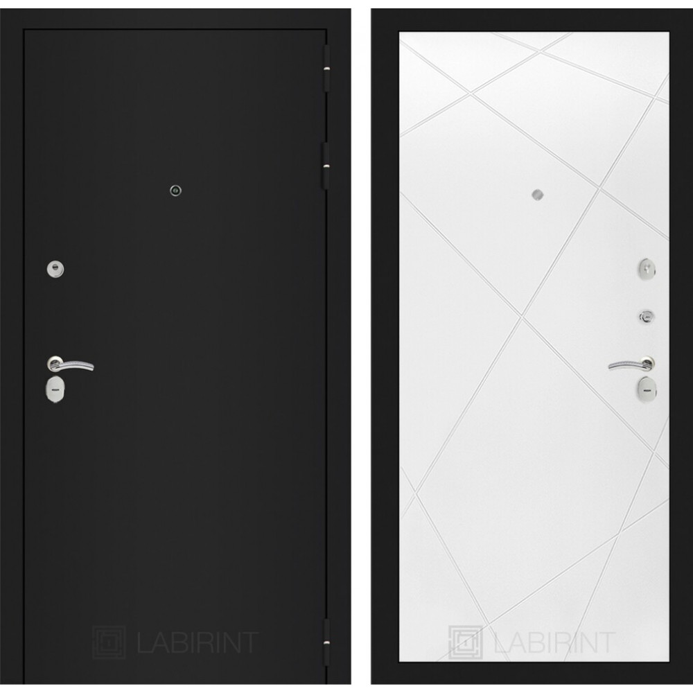 Входная дверь CLASSIC шагрень черная 24 - Белый софт