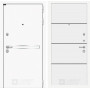 Входная дверь Лайн WHITE 25 - Белый софт, черный молдинг