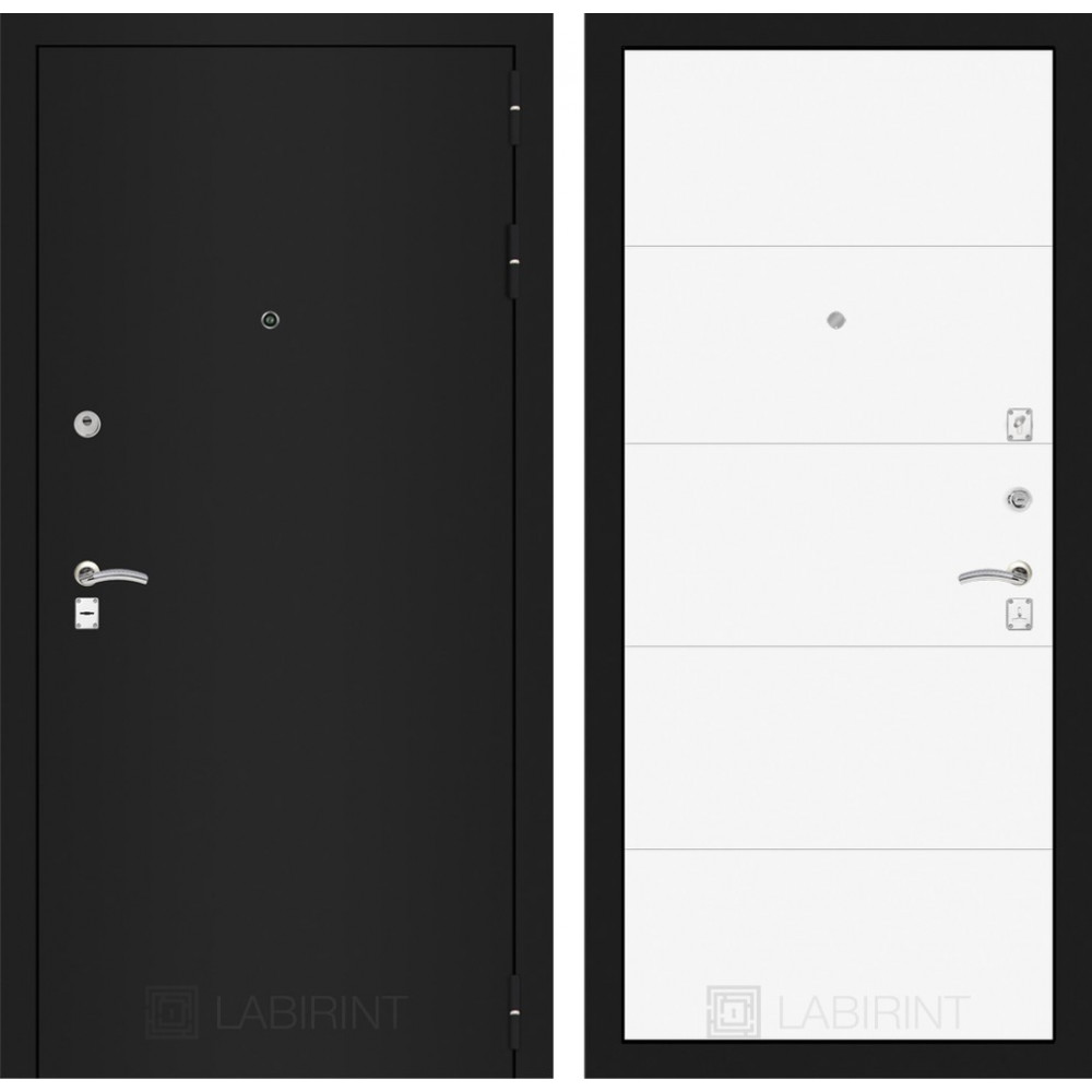 Входная дверь CLASSIC шагрень черная 13 - Белый софт