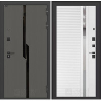 Входная дверь CARBON 31 - Белый софт, зеркальная вставка с тонировкой