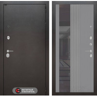 Входная дверь SILVER с Зеркалом 32 тонированным - Серый рельеф софт