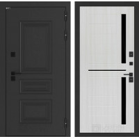 Входная дверь Аляска Лайт 02 - Сандал белый, стекло черное