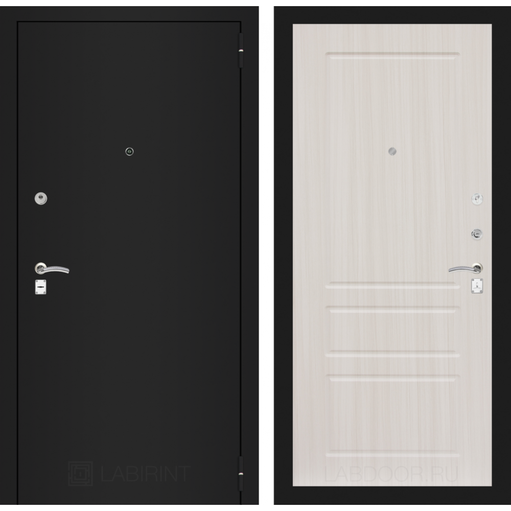 Входная дверь CLASSIC шагрень черная 03 - Сандал белый