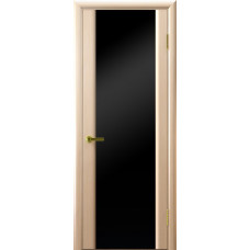 Межкомнатная дверь СИНАЙ 3 (белый дуб, стекло черное)